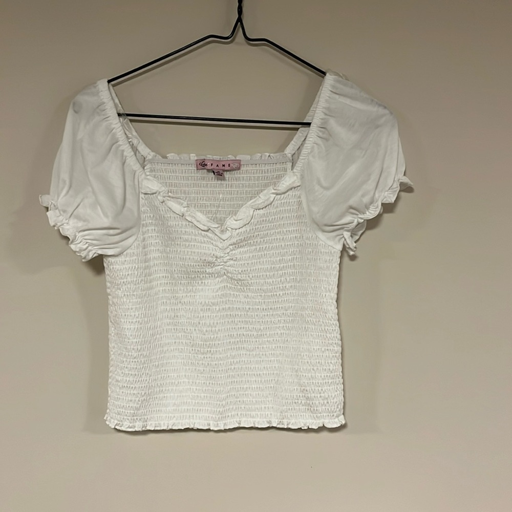 Crave fame, white cropped top size medium